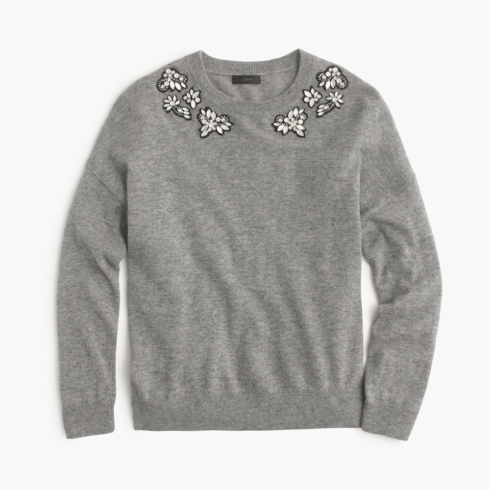 J. Crew Embellished Wool Sweater